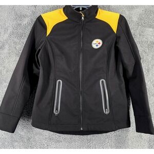 Steelers Jacket Women M Black NFL Team Apparel Full Zip Dual Pockets Performance